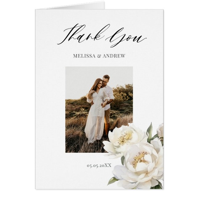 Carte de remerciements photo White Peony (Devant)