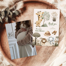 Carte De Remerciements Photo Wild One Safari Animaux Baby showers garçons