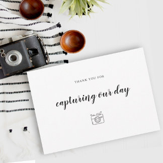 Carte De Remerciements Photographe mariage Capturant notre appareil photo