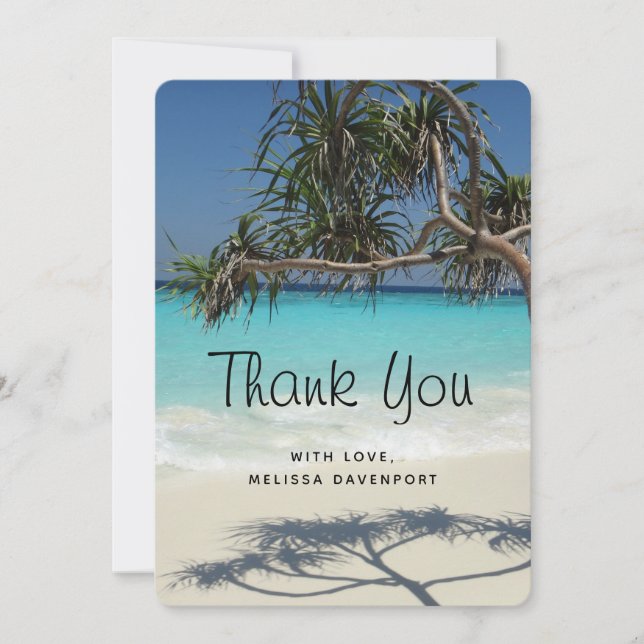 Carte De Remerciements Photographie de la scène de plage Tropical Blue Oc (Devant)