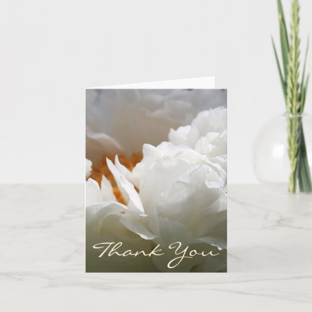 Carte De Remerciements Photographie florale de White Peony Remerciement C (Devant)