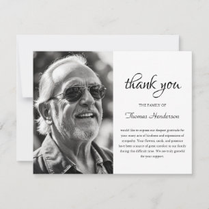 Carte De Remerciements Photographie funéraire minimaliste en noir et blan