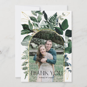 Carte De Remerciements Photographie Mariage du feuillage vert botanique m