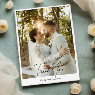 Carte De Remerciements Photographie Mariage personnalisé avec message