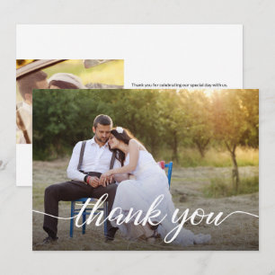 Carte De Remerciements Photos de Mariage de script minimaliste personnali