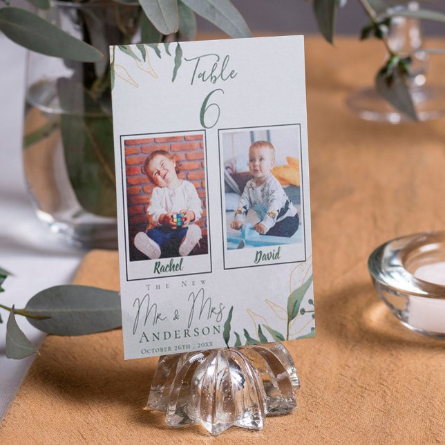 Carte De Remerciements Photos d'enfance de la mariée et du marié Numéro d (Créateur téléchargé)