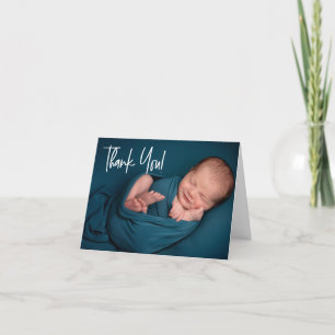 Carte De Remerciements Photos horizontales baby shower bébé moderne garço