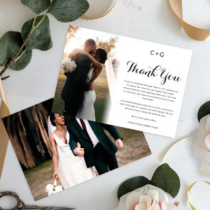 Carte De Remerciements Photos Mariages de monogramme sophistiquées