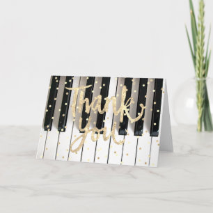 Carte De Remerciements piano keyboard faux gold foil thank you