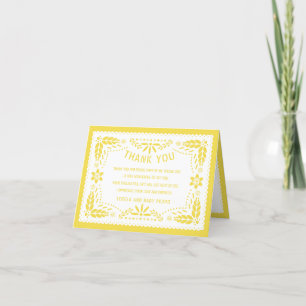 Carte De Remerciements Picado Papel jaune et blanc Baby boy Douche