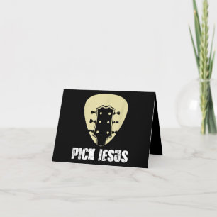 Carte De Remerciements Pick Jesus Religious Musician Venin Idea Guitar