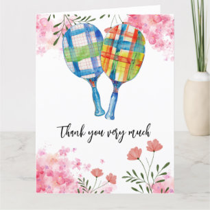 Carte De Remerciements Pickleball avec aquarelle Flower