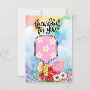 Carte De Remerciements Pickleball avec fleurs