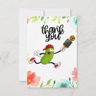 Carte De Remerciements Pickleball avec fleurs