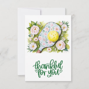 Carte De Remerciements Pickleball avec fleurs