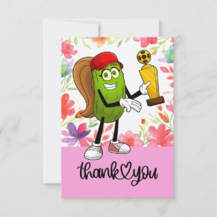 Carte De Remerciements Pickleball avec fleurs pour femme joueur