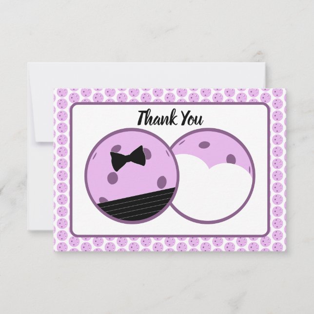 Carte De Remerciements Pickleball Lavender Mariée et fille (Devant)