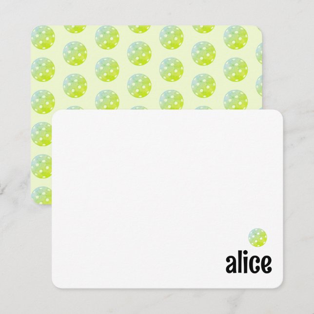 Carte De Remerciements Pickleball Party Pickleice Jus personnalisé vert (Devant / Derrière)