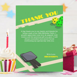 Carte De Remerciements Pickleball Thème Sport Diner Anniversaire Fête
