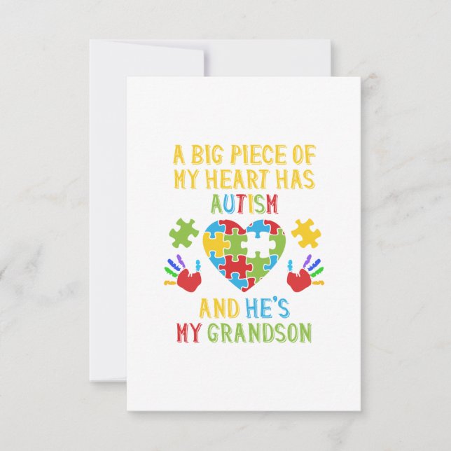 Carte De Remerciements Pièce De Mon Grand-Fils Du Coeur (Devant)