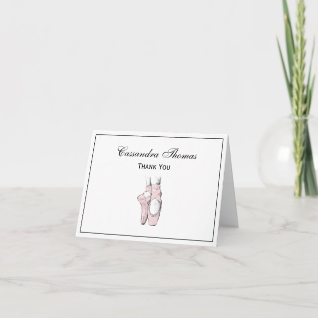 Carte De Remerciements Pieds de Ballerina sur la pointe #1 Lt Rose (Devant)