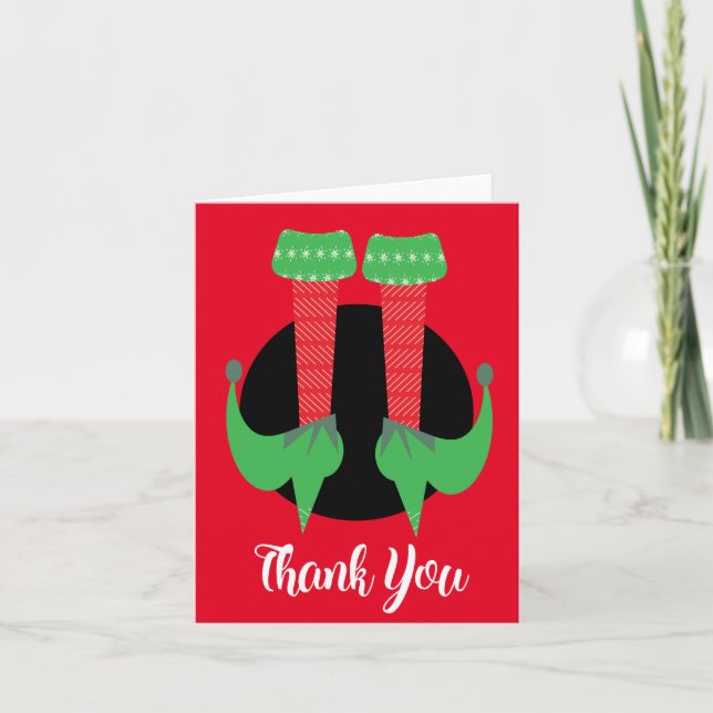 Carte De Remerciements Pieds de lutin de Noël fantaisistes talons hauts (Devant)