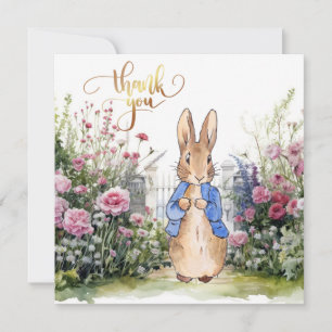 Carte De Remerciements Pierre le lapin dans son jardin No 2