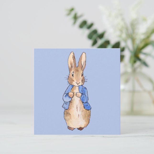 Carte De Remerciements Pierre sur fond bleu    (Debout devant)