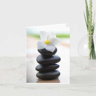 Carte De Remerciements Pierres Zen, Tranquille, Méditation, Fleur Blanche