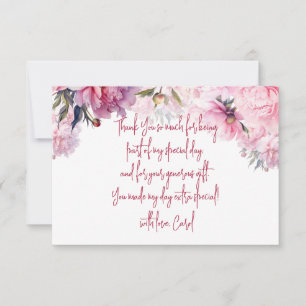 Carte De Remerciements Pies roses fête d'anniversaire aquarelle