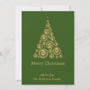 Carte De Remerciements Pin de Noël vert or