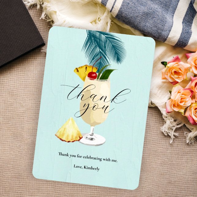 Carte De Remerciements Pina Colada Ananas Cocktail Party (Créateur téléchargé)