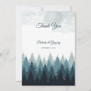 Carte De Remerciements Pine Arbre Aquarelle Forêt Mariage rustique