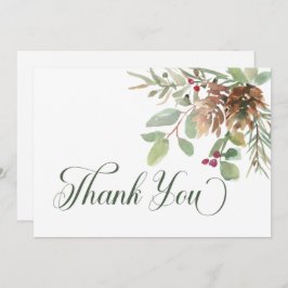 Carte De Remerciements Pine d'hiver Cone Berries Mariage moderne