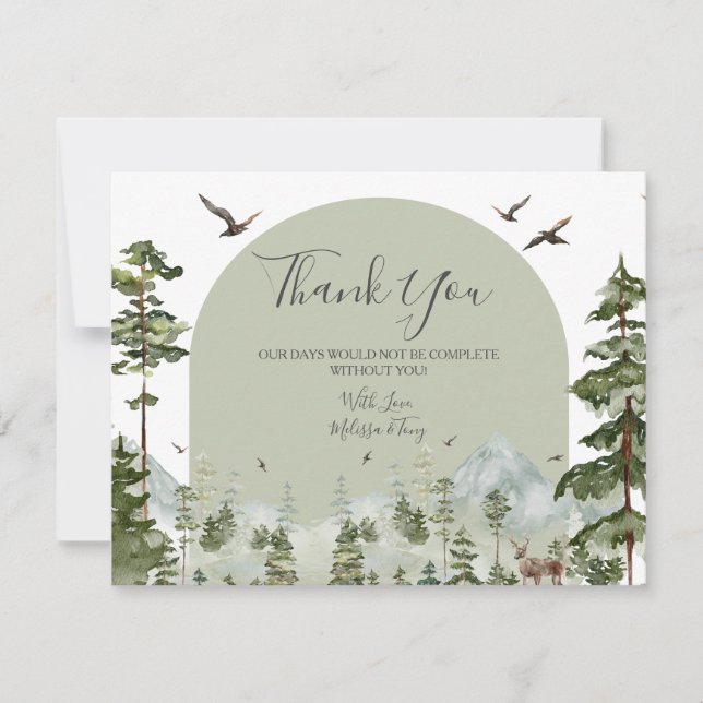 Carte De Remerciements Pine Tree Forest Mountain Couple Shower Woodland (Devant)