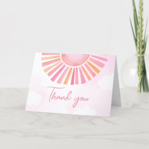 Carte De Remerciements Pink A Little Ray Baby shower de soleil