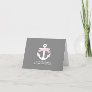Carte De Remerciements Pink Anchor Nautical
