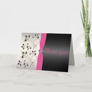 Carte De Remerciements Pink and Black Thank You Card