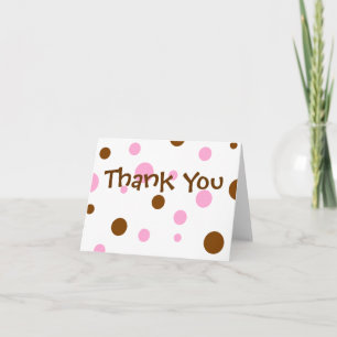Carte De Remerciements Pink and Brown Polka Dot Thank You Cards