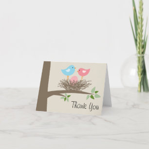 Carte De Remerciements Pink Baby Bird's Egg & Nest Thank You