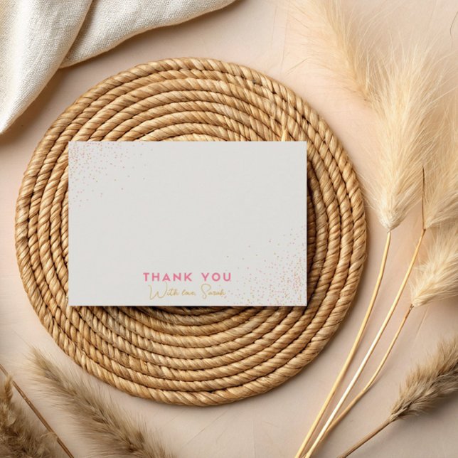 Carte De Remerciements Pink Beige Minimalistic Classic Polka Dot Confetti (Créateur téléchargé)
