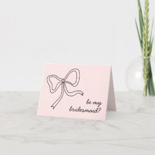 Carte De Remerciements Pink Bow Be My Bridesmaid Proposition Card Plier