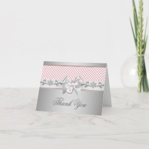 Carte De Remerciements Pink Bow Cross Thank You