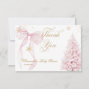 Carte De Remerciements Pink Bow Froid Dehors Baby Girl Douche
