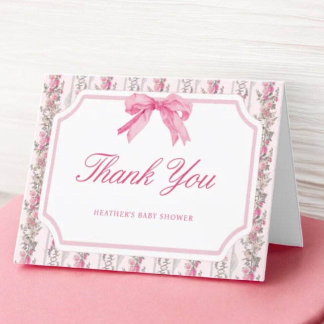 Carte De Remerciements Pink Bow Love Shack Girl Baby shower (Créateur téléchargé)