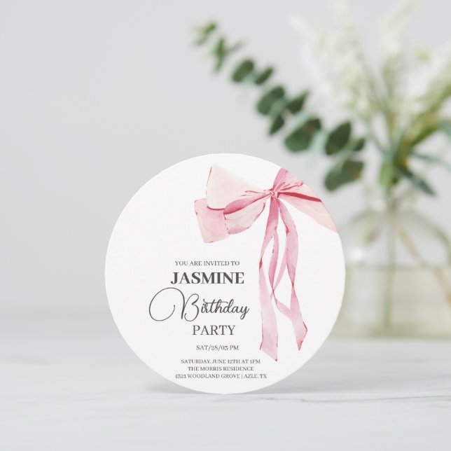 Carte De Remerciements Pink Bows tendance Fille Anniversaire (Debout devant)