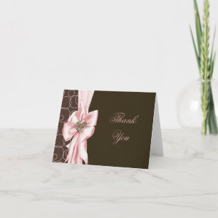 Carte De Remerciements Pink Brown Bow Pink Brown Thank You Cards