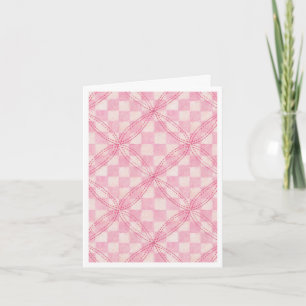 CARTE DE REMERCIEMENTS PINK CHECK QUILT / Blanche