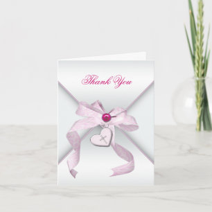 Carte De Remerciements Pink Cross Baptism Christening Thank You