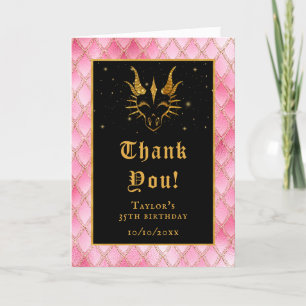 Carte De Remerciements Pink Dragon Scales Gold Faux Parties scintillant A